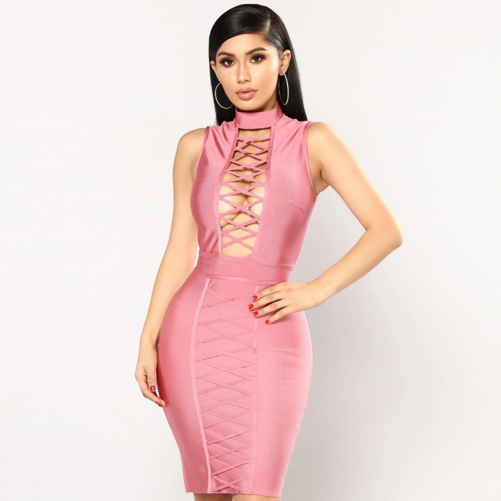 Avighon Bandage Dress - Dark Mauve